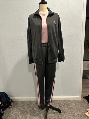 adidas Black and Pink Track Jacket & Pants Set